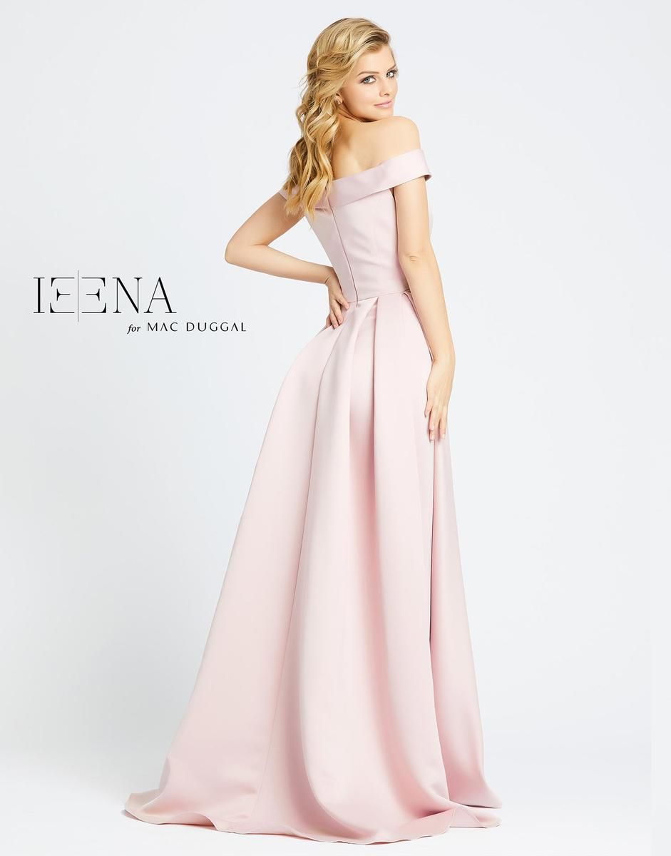 Style  25669i Ieena for Mac Duggal  Size 8 Bridesmaid Off The Shoulder Satin Light Pink A-line Dress on Queenly