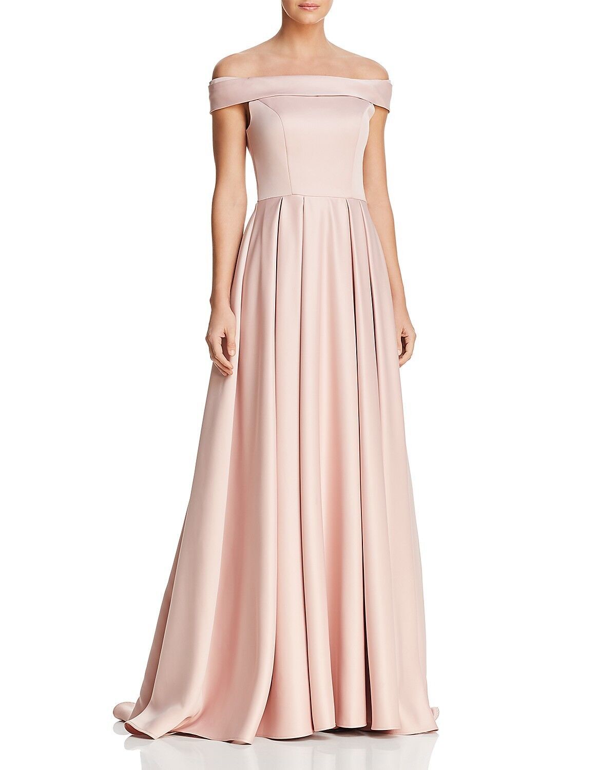Style  25669i Ieena for Mac Duggal  Size 8 Bridesmaid Off The Shoulder Satin Light Pink A-line Dress on Queenly