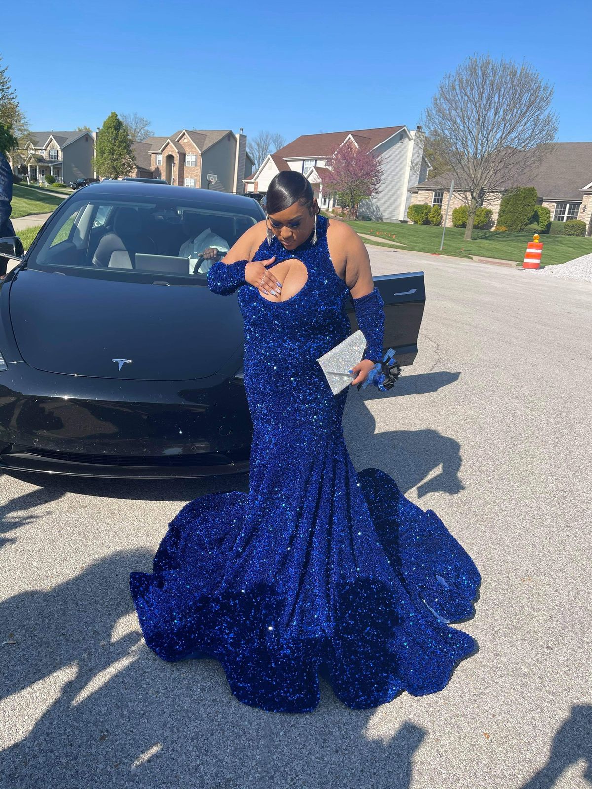 Custom Made Plus Size 22 Prom High Neck Royal Blue Mermaid Dress on Queenly