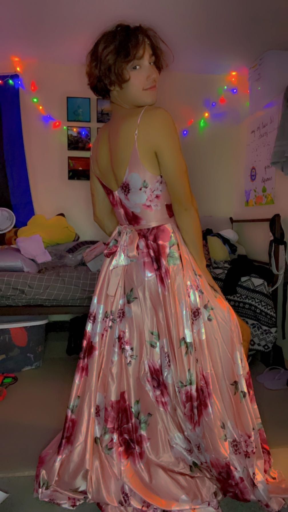 Windsor Size 2 Prom Plunge Satin Light Pink Side Slit Dress on Queenly