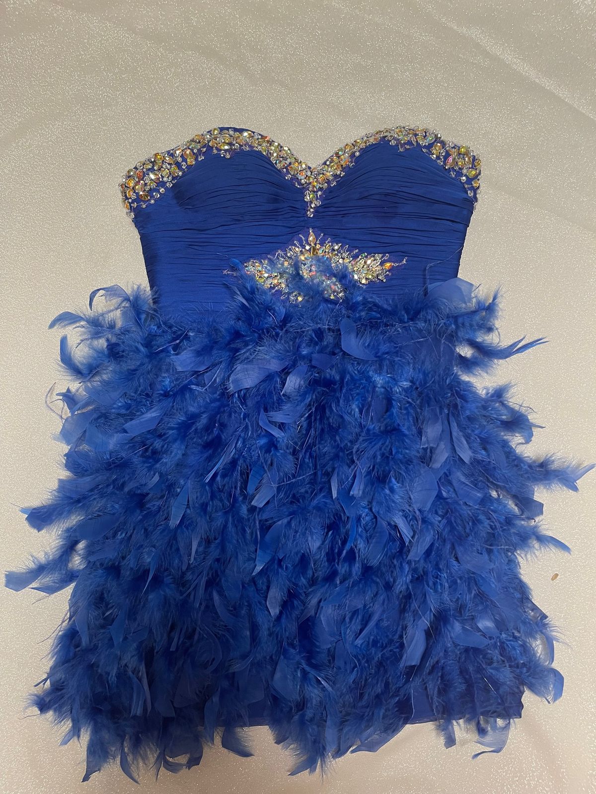 Mac Duggal Size 2 Prom Strapless Sequined Blue Cocktail Dress on Queenly