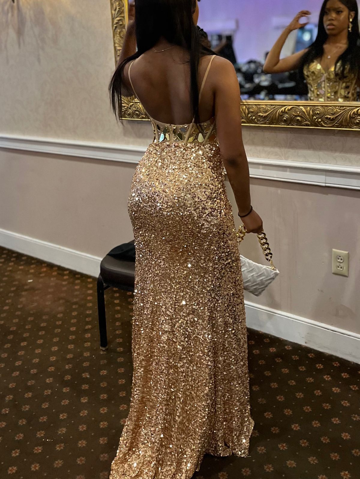 Jasz Couture Size 2 Prom Plunge Gold Side Slit Dress on Queenly