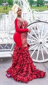 Size 10 Prom Long Sleeve Red Mermaid Dress on Queenly
