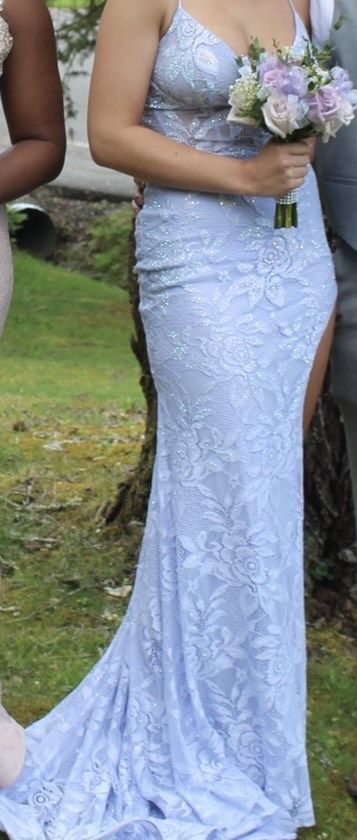 La Femme Size 2 Prom Blue Side Slit Dress on Queenly