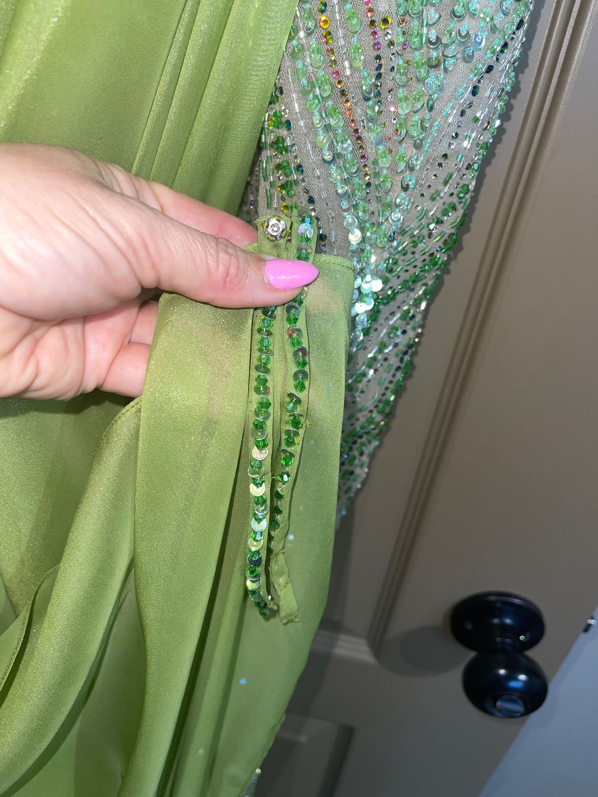 CUSTOM made- one of a kind Size 0 Pageant Green Formal Jumpsuit on Queenly