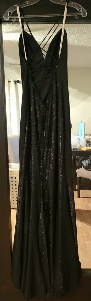 Style 10218 Faviana Size 4 Prom Black Side Slit Dress on Queenly