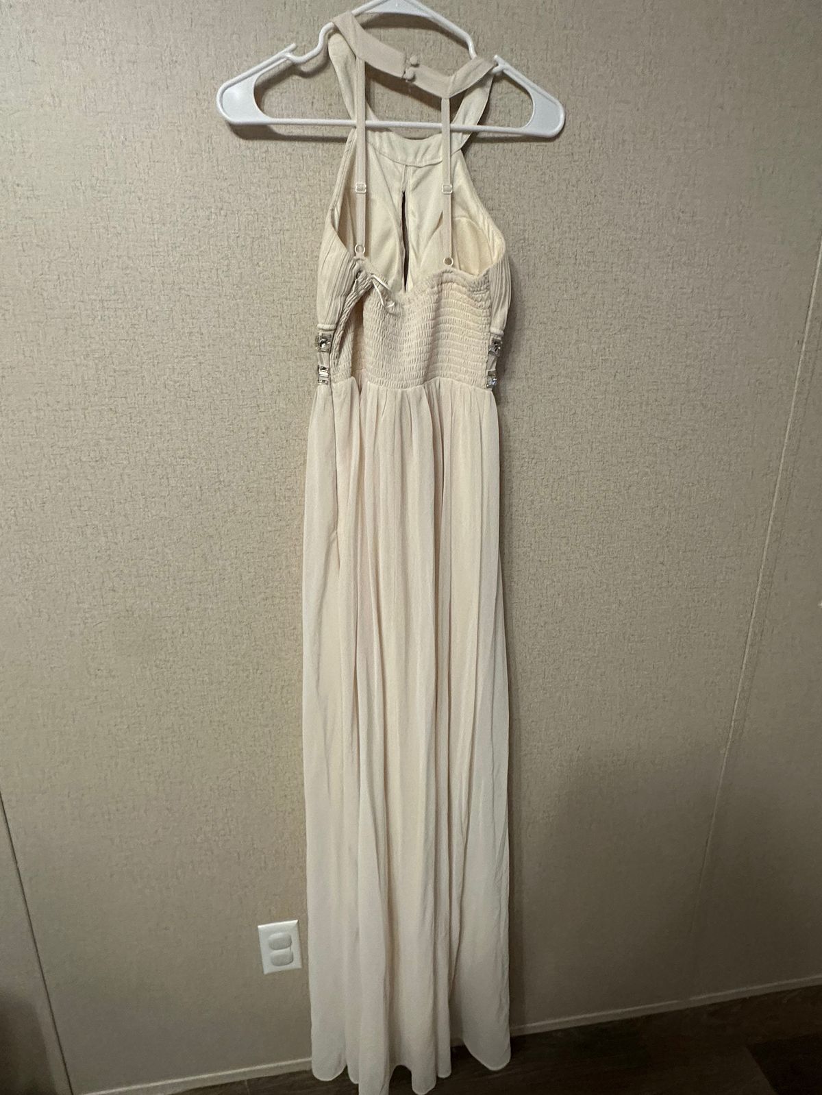 Size S High Neck Nude A-line Dress on Queenly