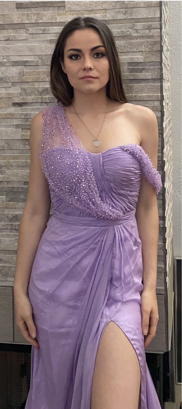 Style 1 Mac Duggal Size 0 Prom One Shoulder Purple A-line Dress on Queenly