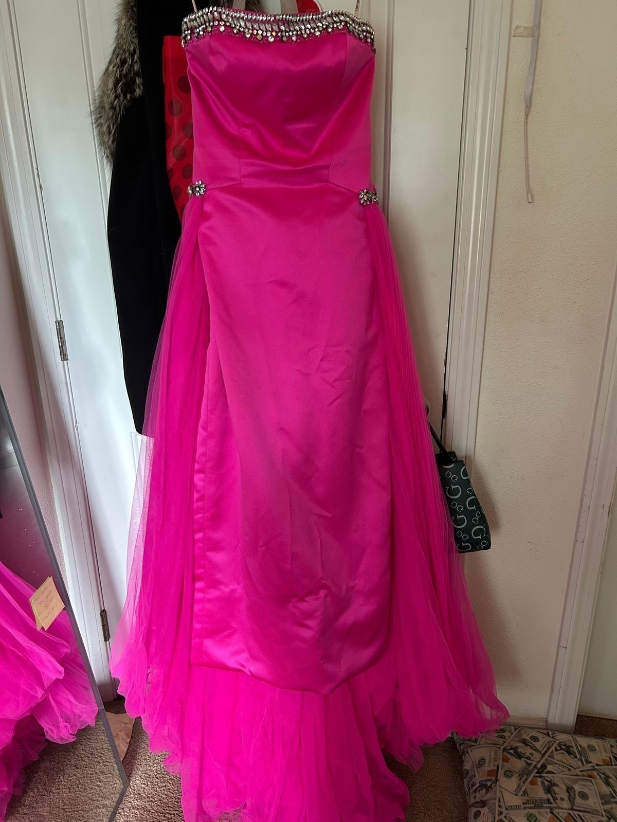 Size 0 Pageant Strapless Pink A-line Dress on Queenly
