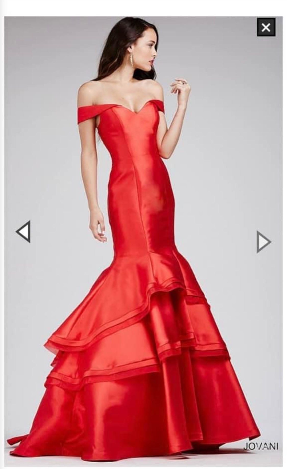 Jovani Size 4 Prom Off The Shoulder Red Mermaid Dress on Queenly