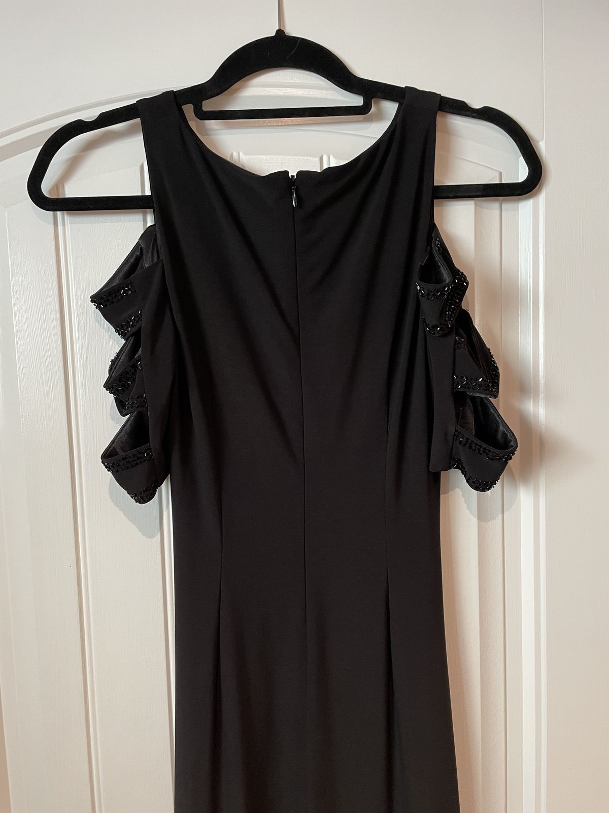 Size 4 Sequined Black Side Slit Dress on Queenly