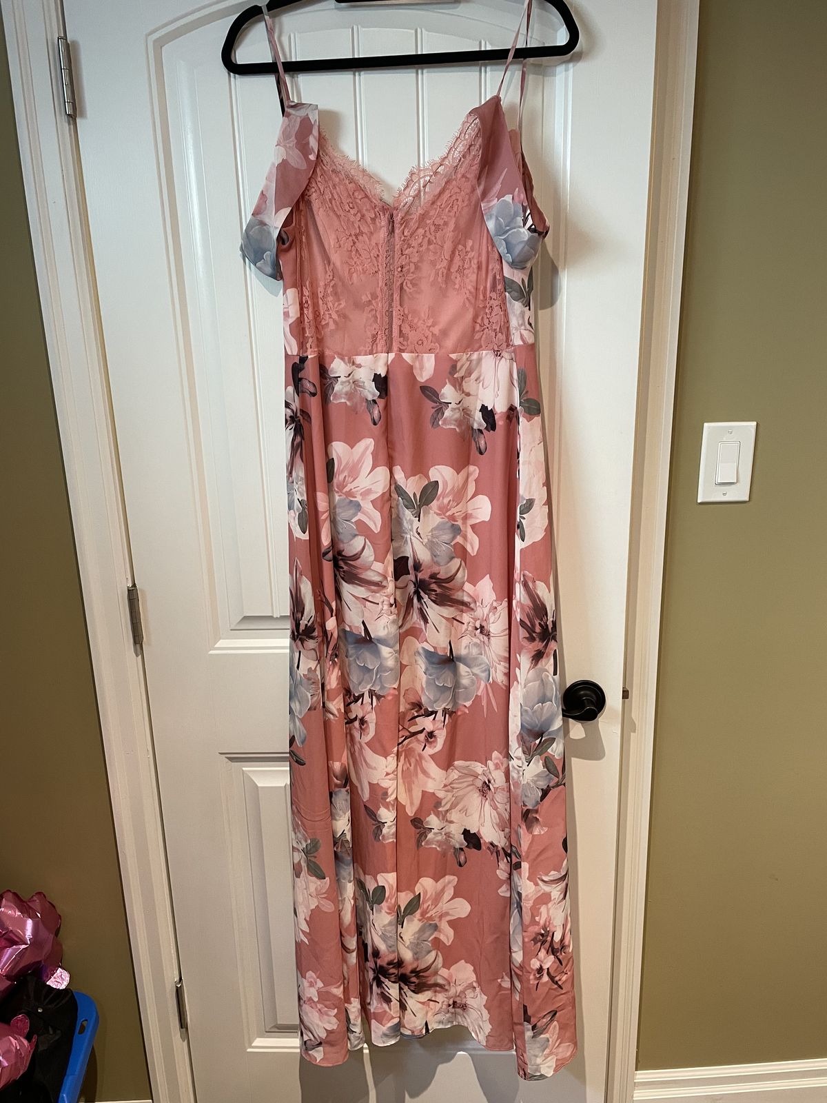 Size 10 Lace Pink Floor Length Maxi on Queenly