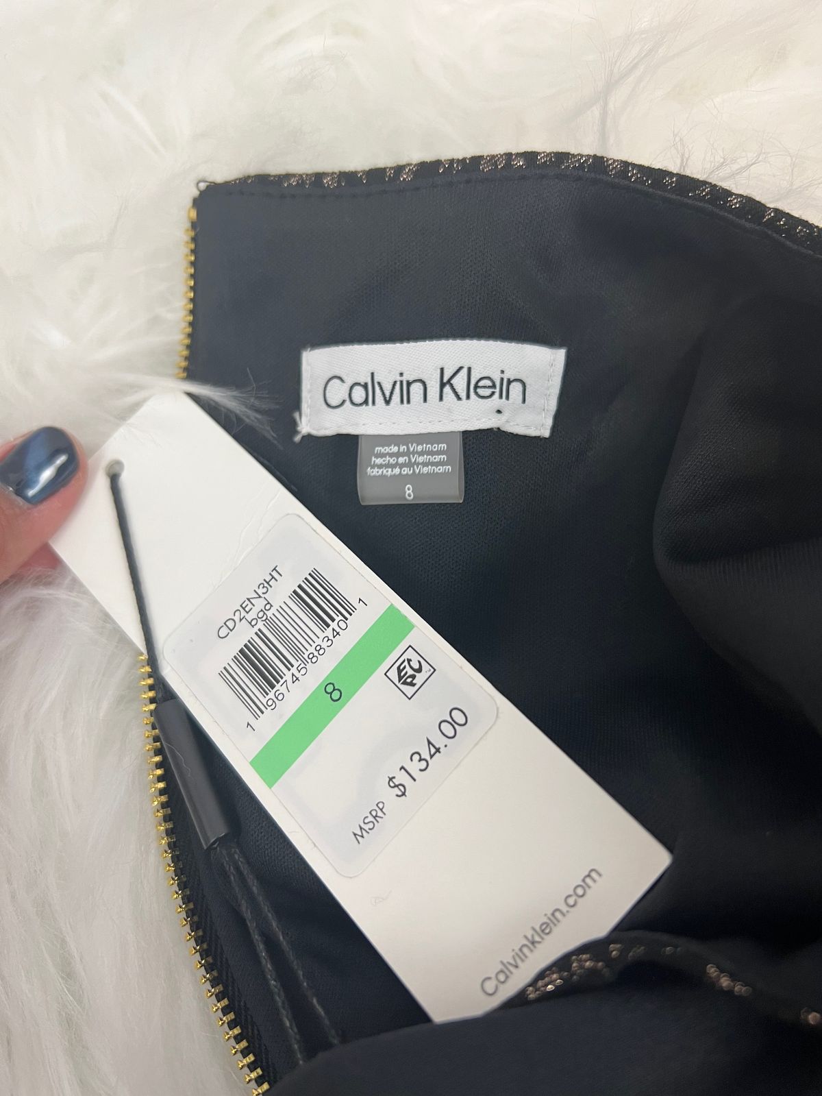 Style Cd2en3ht bgd Calvin Klein Size 8 Wedding Guest Black A-line Dress on Queenly