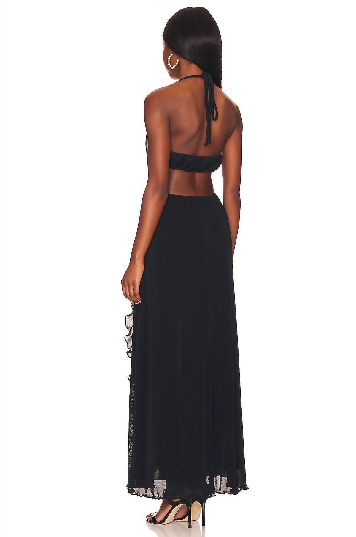 Style 1-1005450243-3855 LoveShackFancy Size XS Pageant Halter Black Side Slit Dress on Queenly