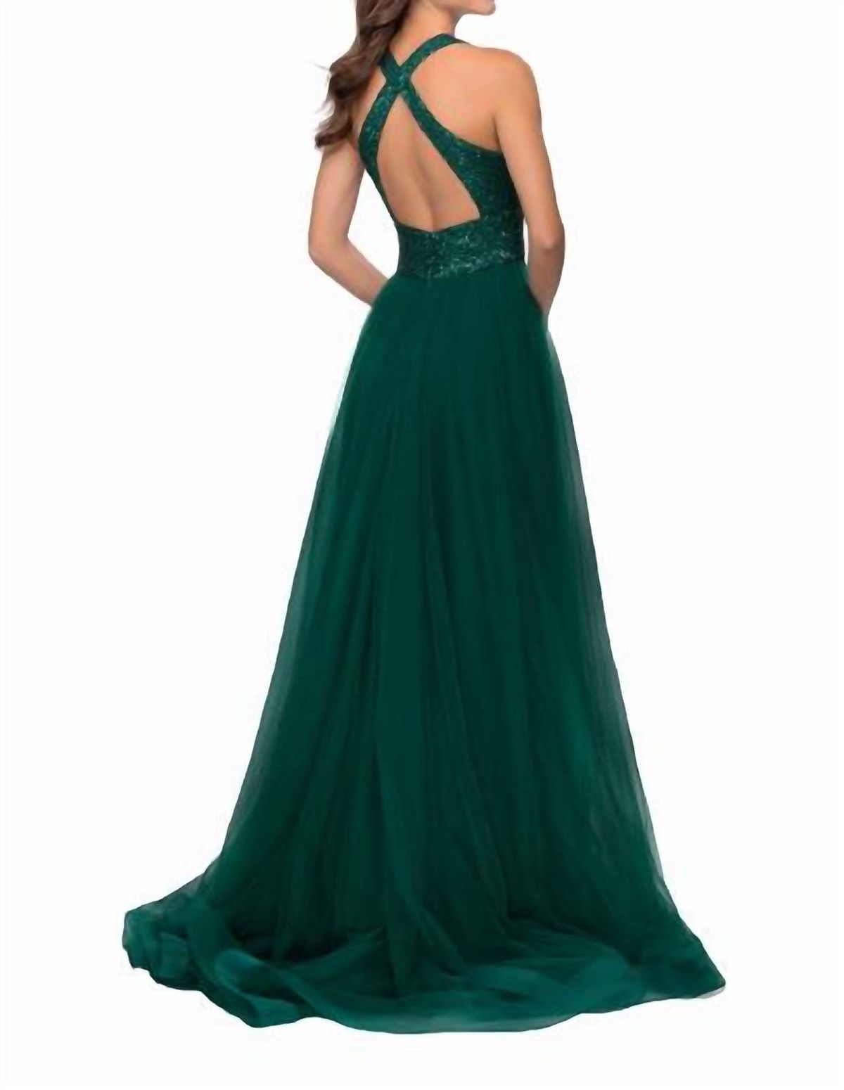 Style 1-1023833547-2168 La Femme Size 8 Emerald Green Side Slit Dress on Queenly