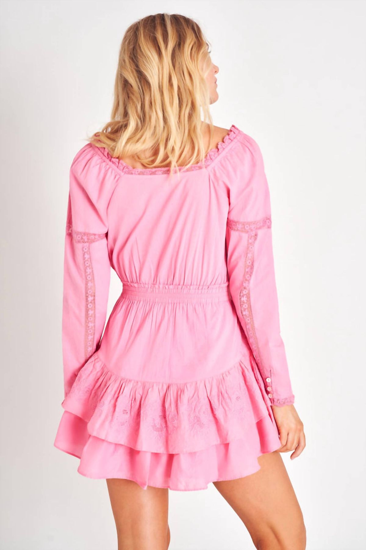 Style 1-170470311-3236 LoveShackFancy Size S Long Sleeve Lace Pink Cocktail Dress on Queenly