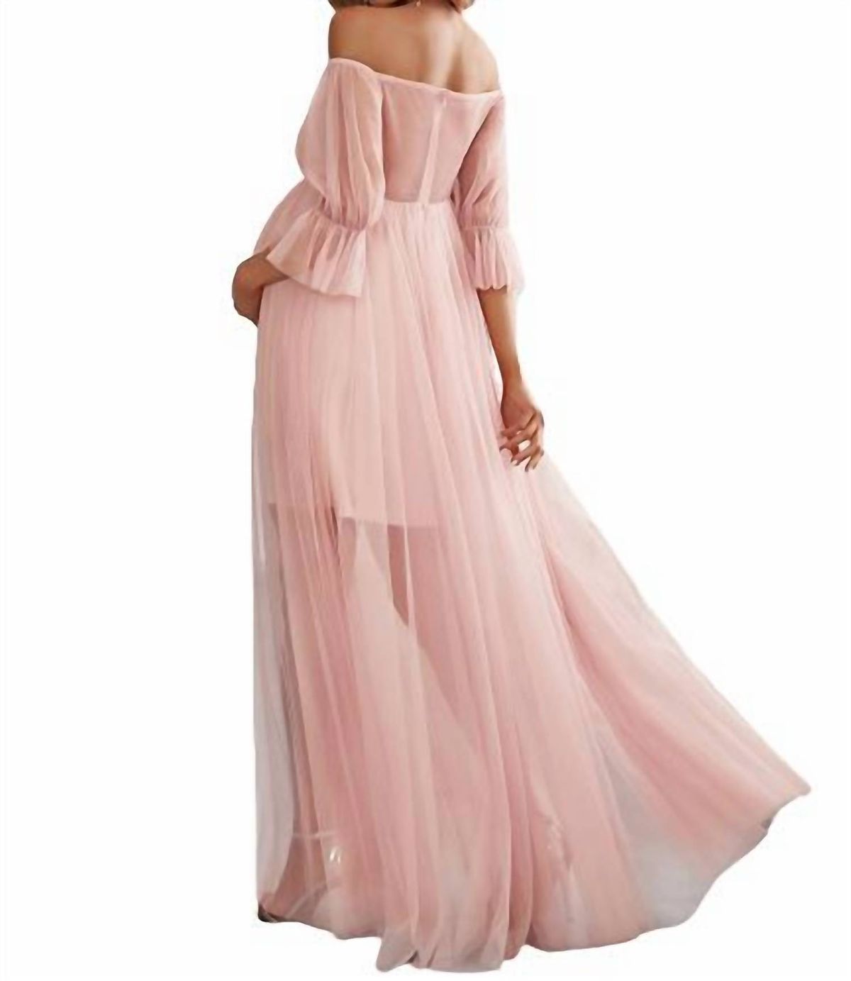 Style 1-1760155635-2901 Ever-Pretty Size M Off The Shoulder Sheer Pink A-line Dress on Queenly