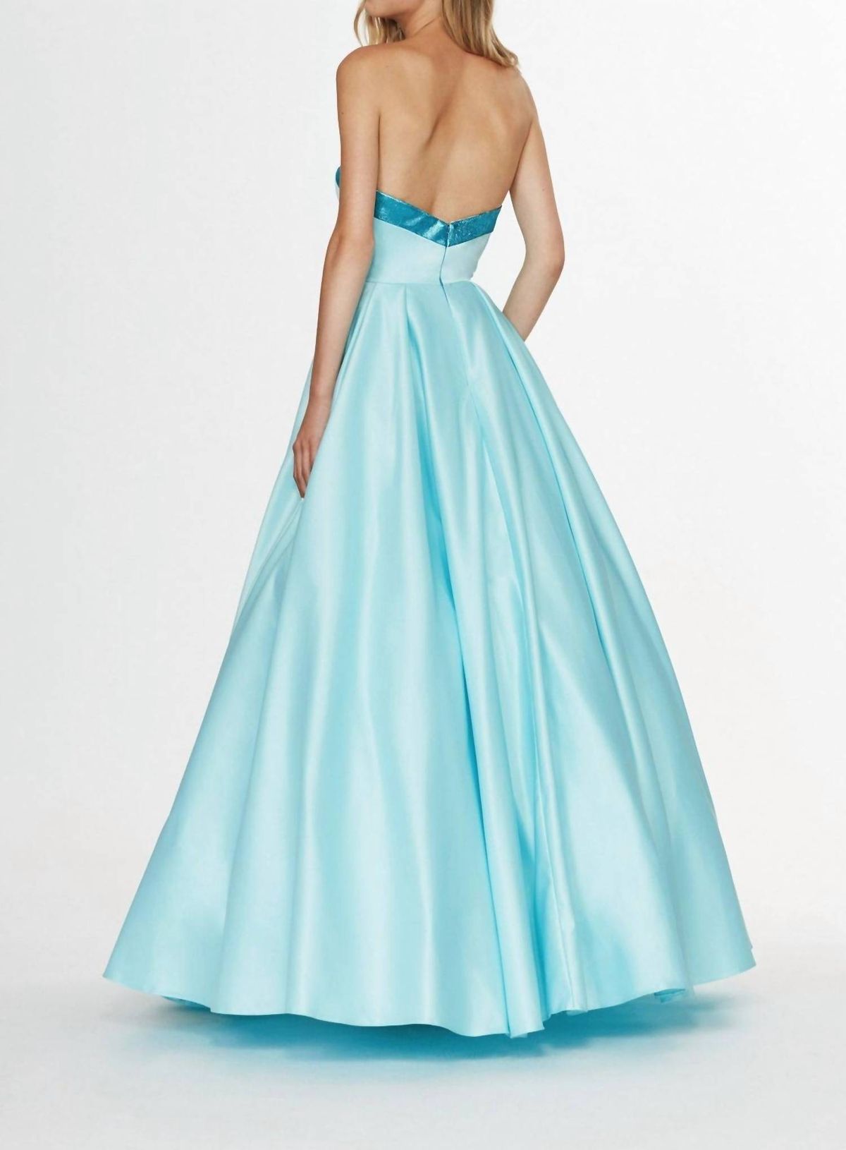 Style 1-2281074885-5 Angela and Alison Size 0 Strapless Blue Ball Gown on Queenly