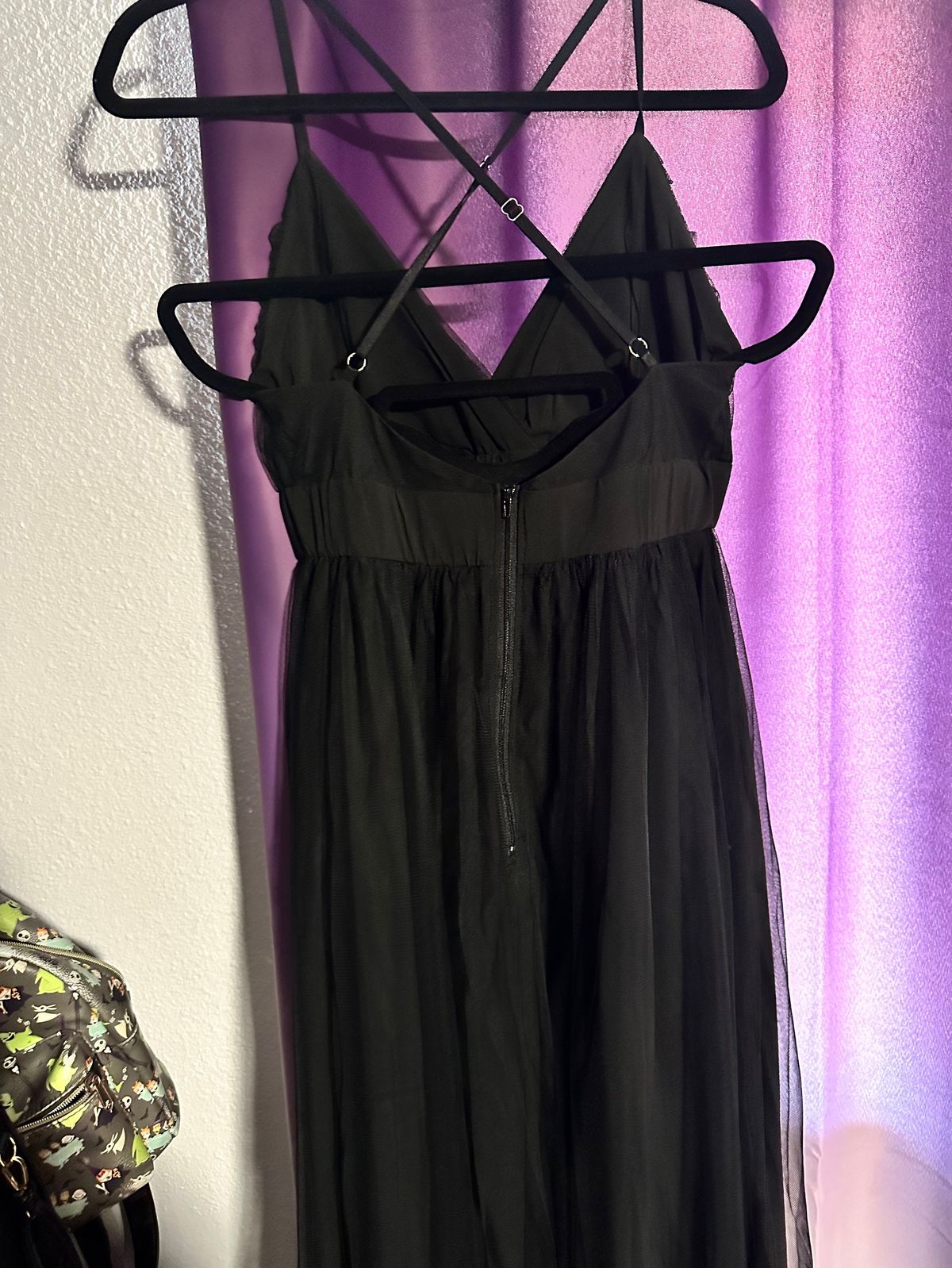 Size S Prom Plunge Black Side Slit Dress on Queenly