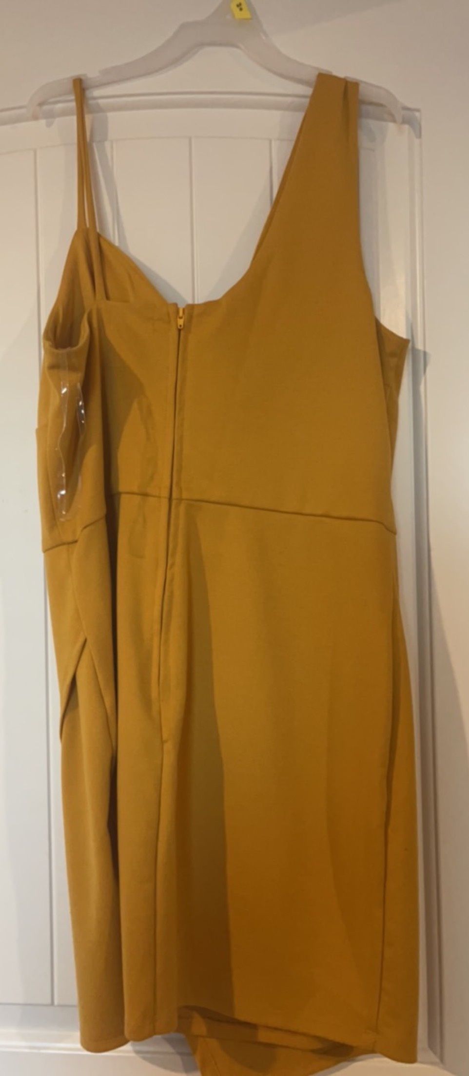 Size 12 Plunge Yellow Side Slit Dress on Queenly