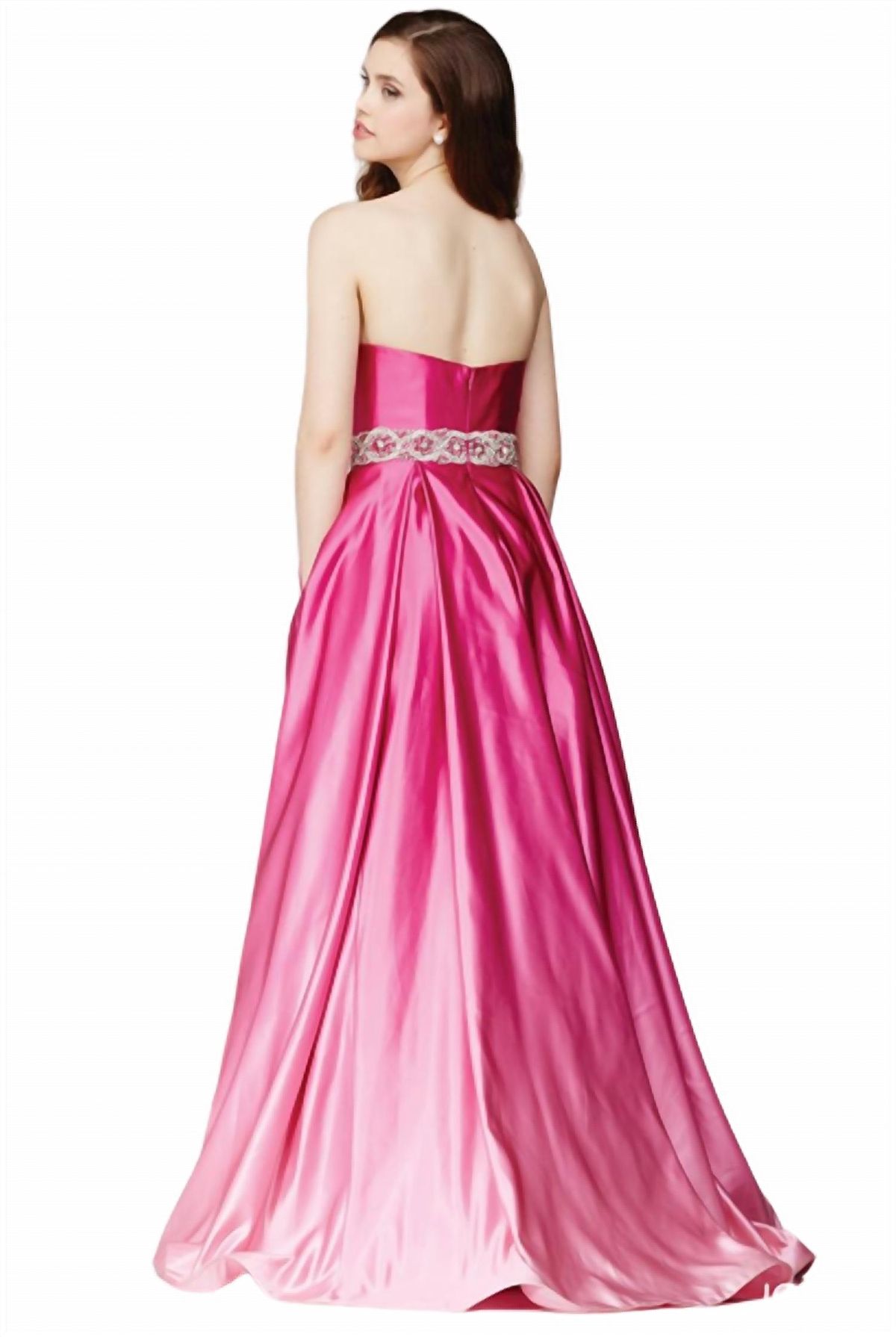 Style 1-3941752163-1901 JOVANI Size 6 Pageant Strapless Hot Pink Ball Gown on Queenly