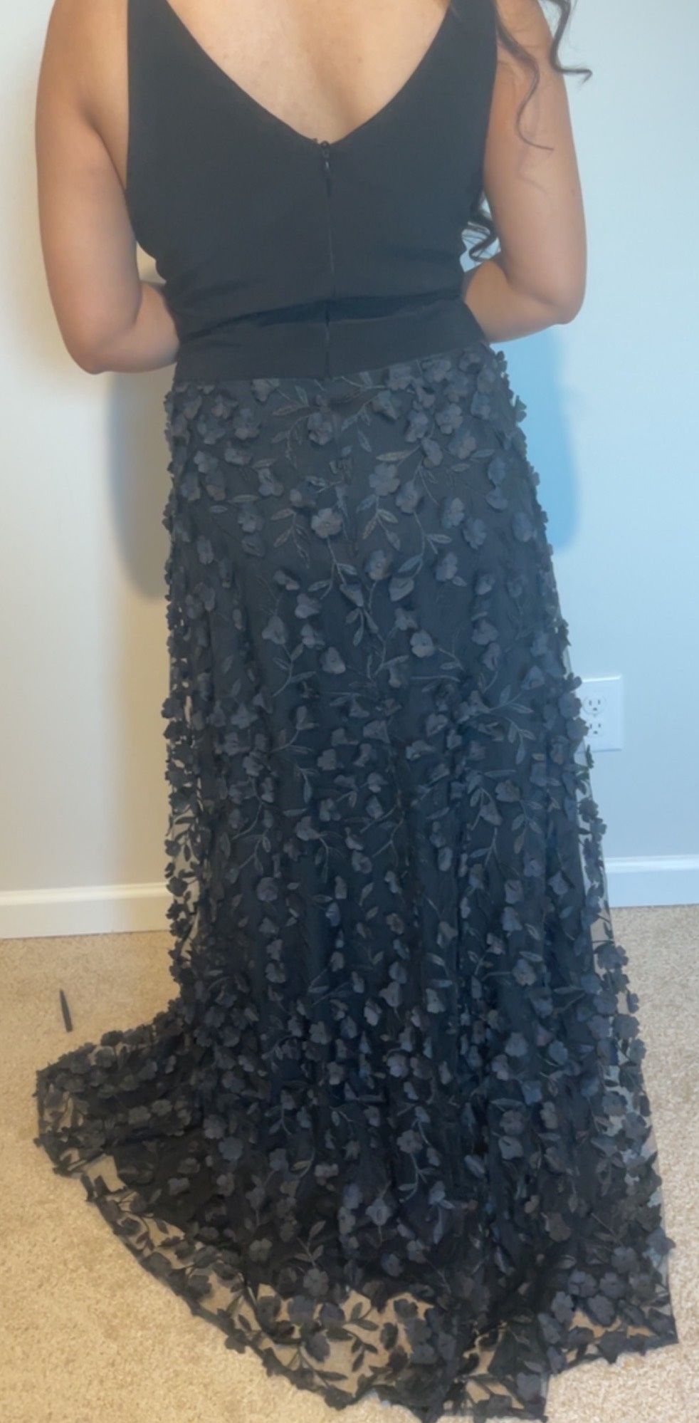 Size 14 Plunge Black Side Slit Dress on Queenly