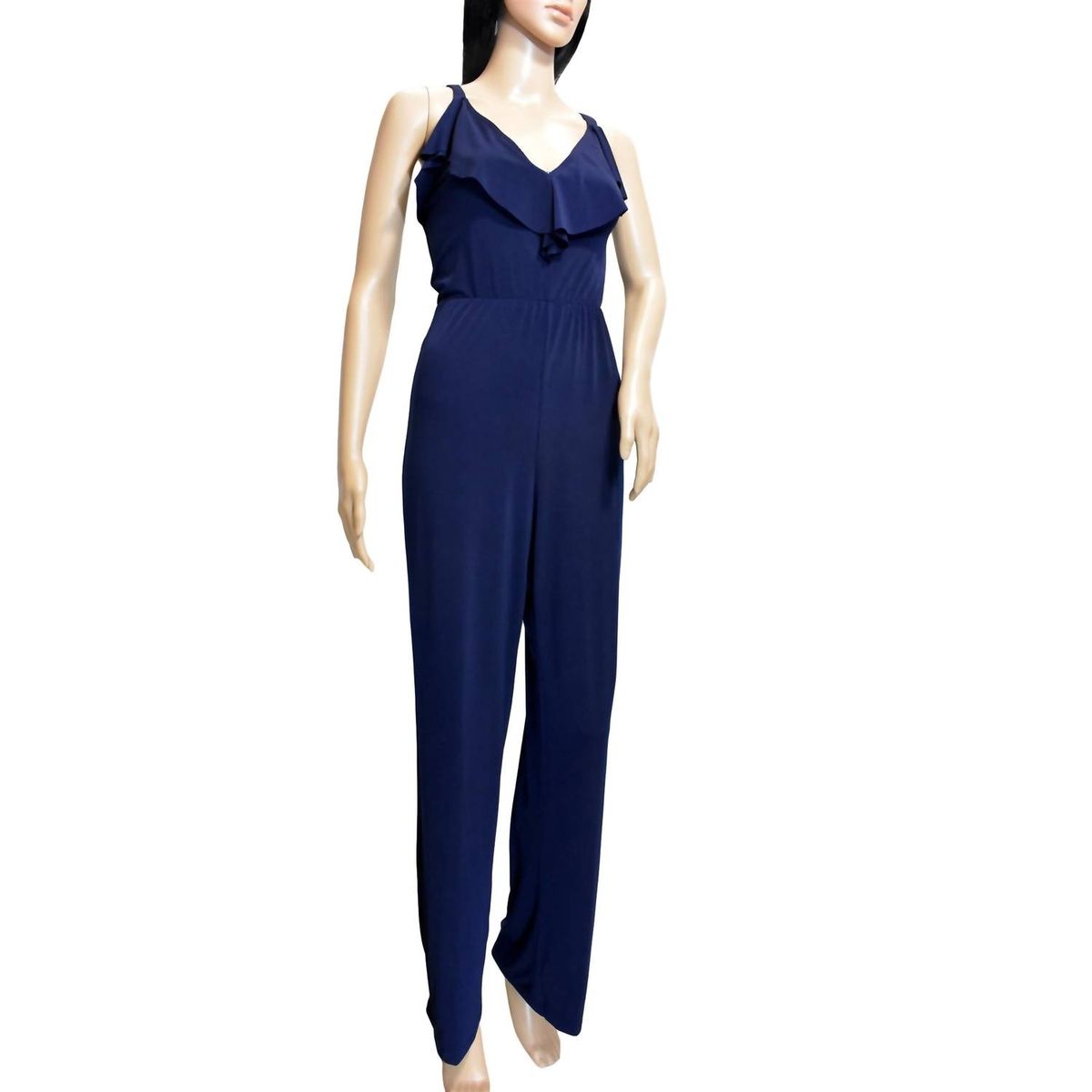 Style 1-616319968-1901 bebe Size 6 Navy Blue Formal Jumpsuit on Queenly