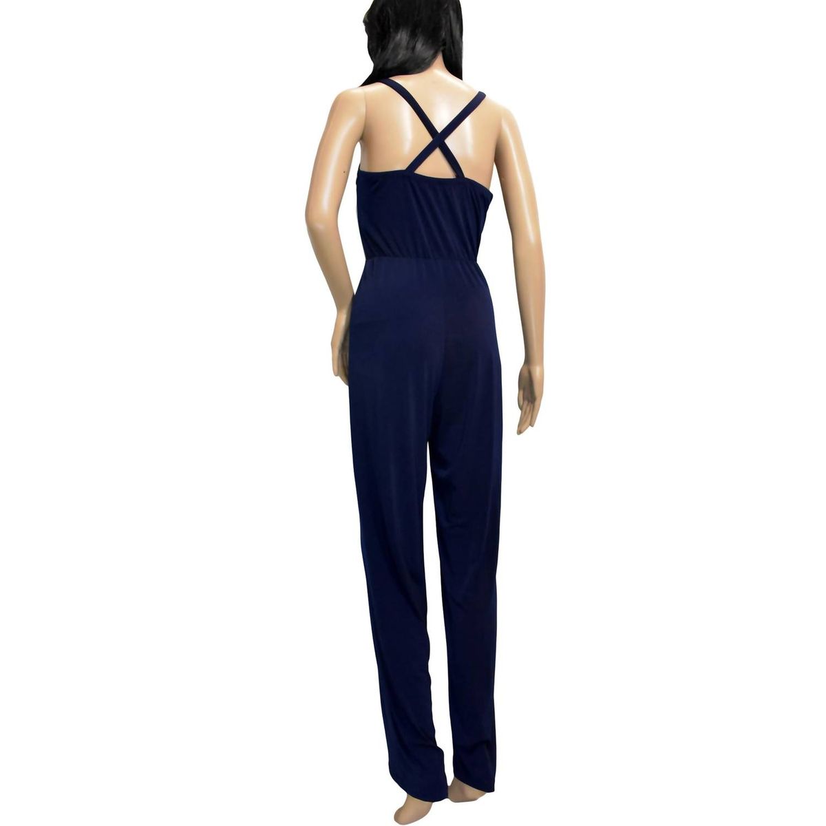 Style 1-616319968-238 bebe Size 12 Navy Blue Formal Jumpsuit on Queenly