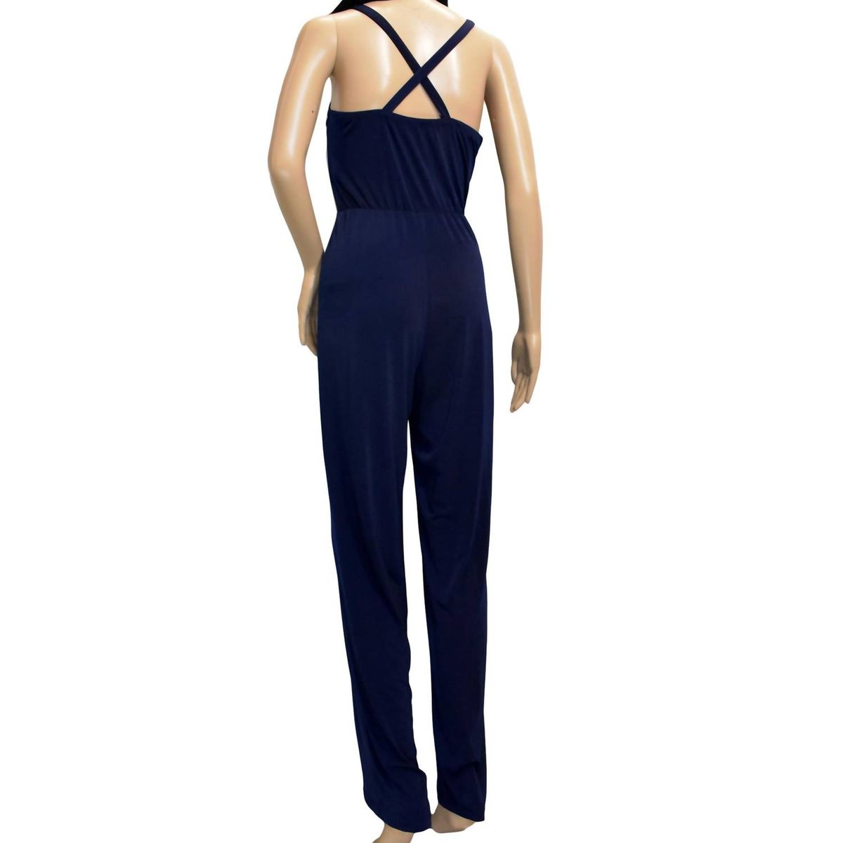 Style 1-616319968-238 bebe Size 12 Navy Blue Formal Jumpsuit on Queenly