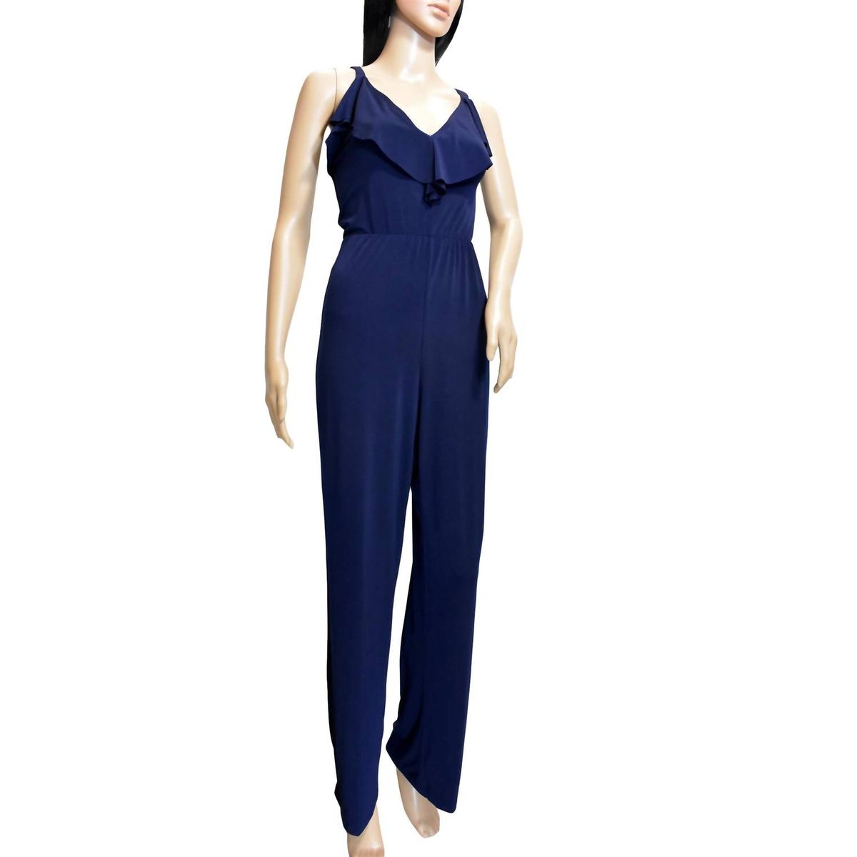 Style 1-616319968-238 bebe Size 12 Navy Blue Formal Jumpsuit on Queenly