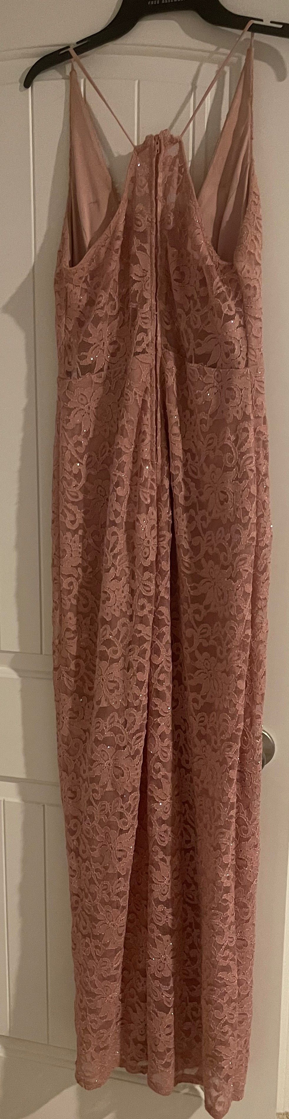 Size 12 Halter Pink Side Slit Dress on Queenly