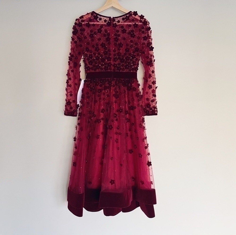 Mac Duggal Size 0 Long Sleeve Burgundy Red Ball Gown on Queenly