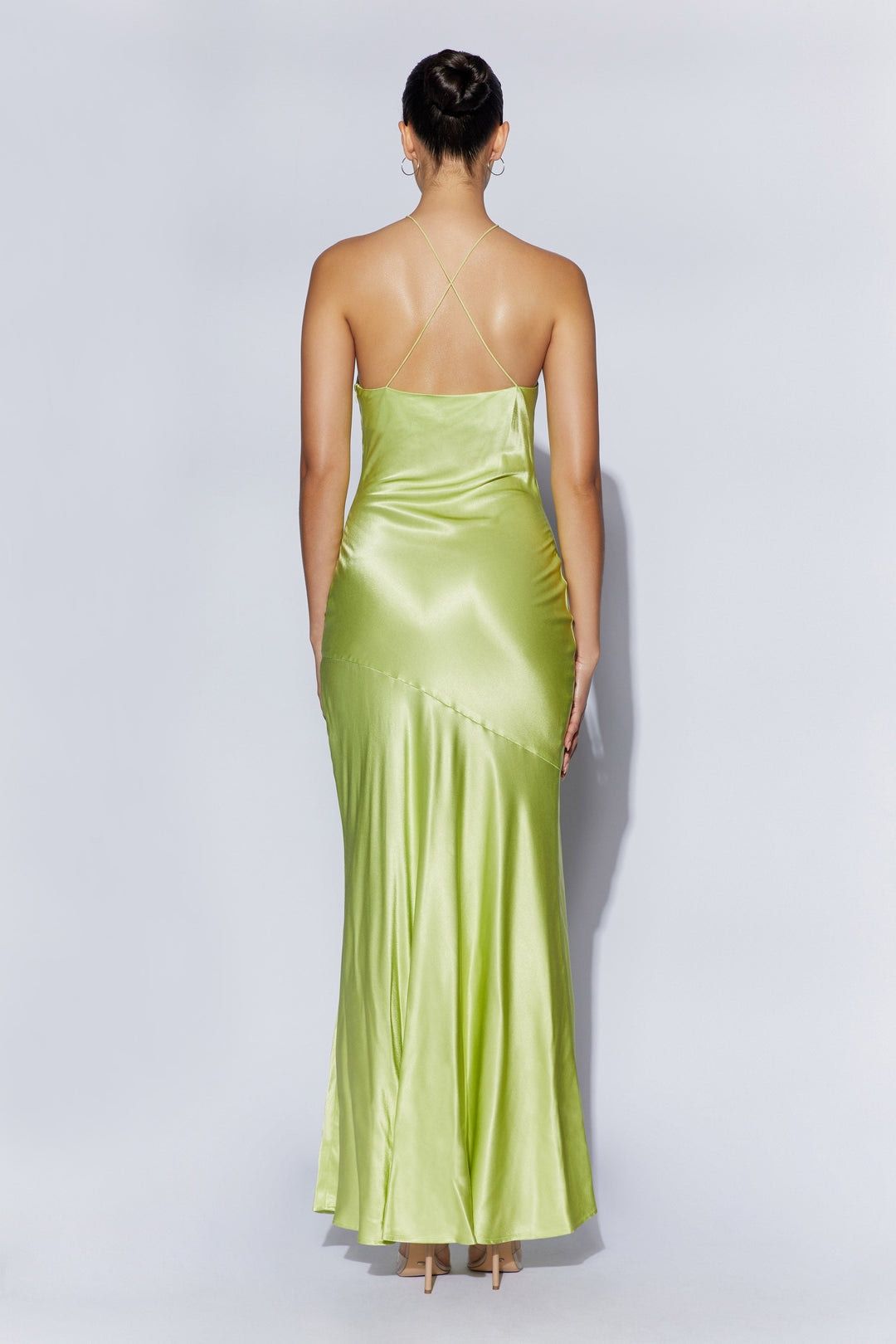 Meshki Size L Halter Sheer Green Mermaid Dress on Queenly