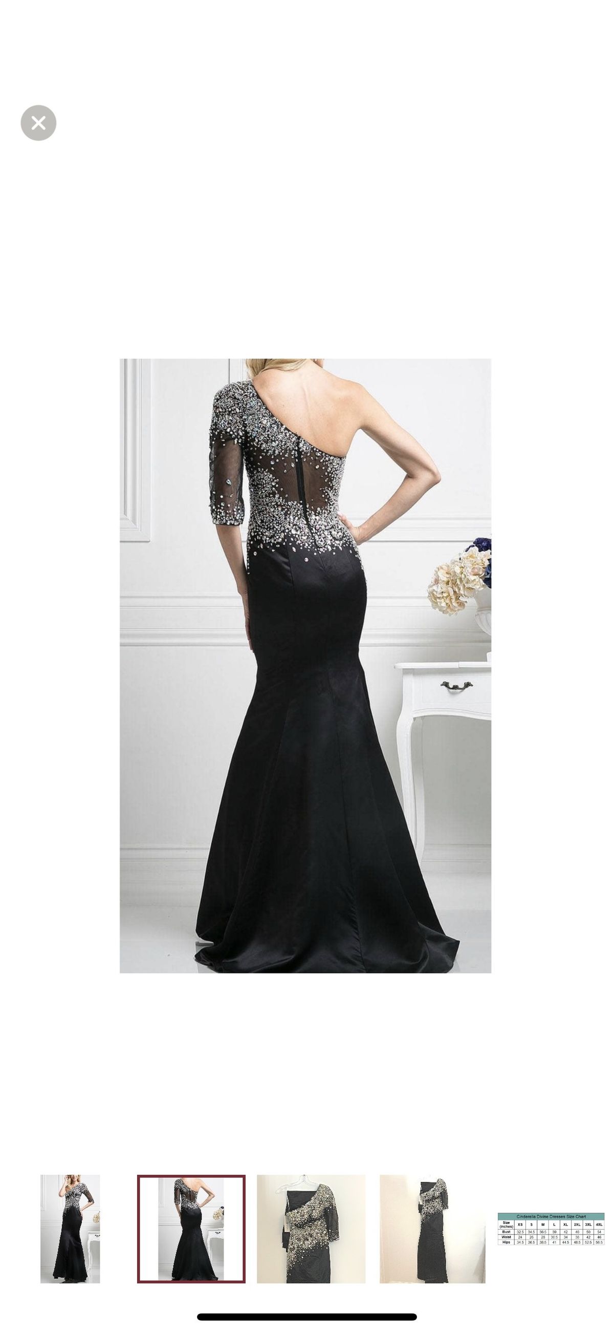 Cinderella Divine Size 8 Prom One Shoulder Black A-line Dress on Queenly