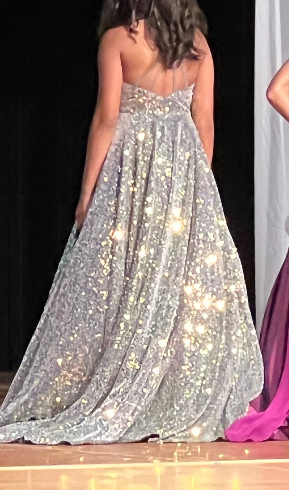 Size 2 Prom Halter Silver Ball Gown on Queenly