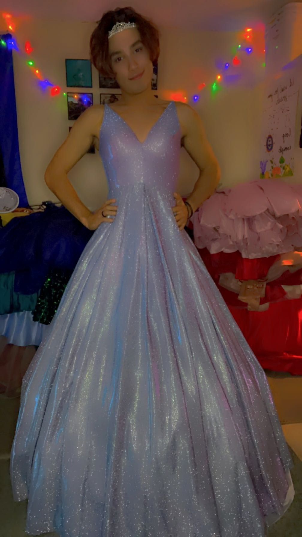 Windsor Size S Prom Plunge Multicolor Ball Gown on Queenly