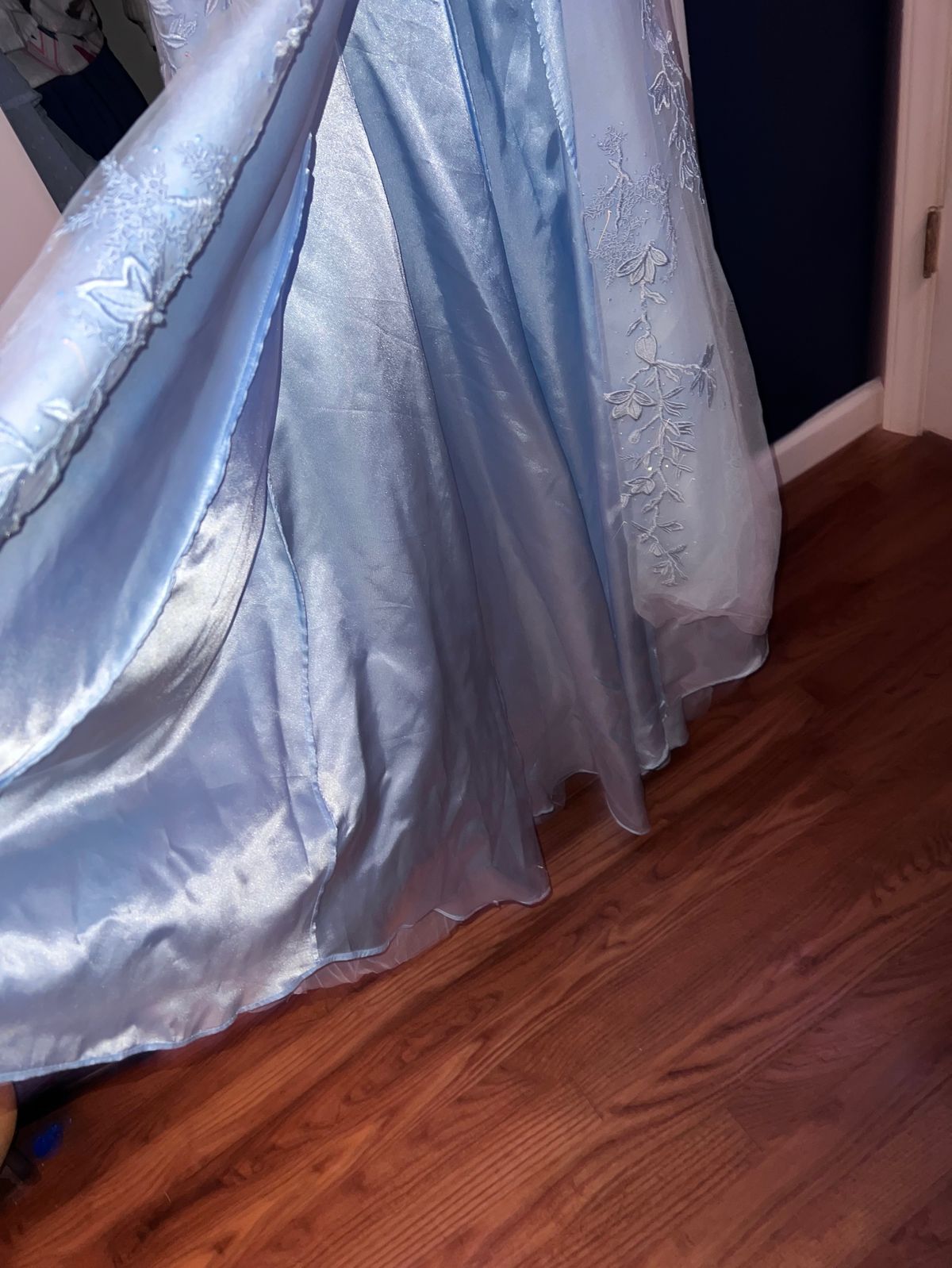 Sherri Hill Size 00 Prom Strapless Lace Light Blue Side Slit Dress on Queenly