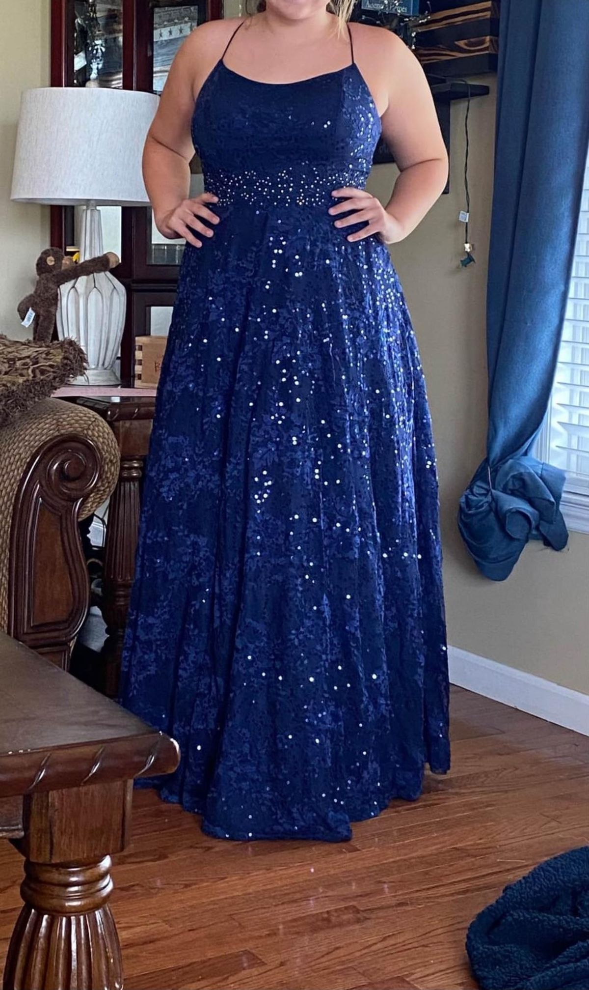 Size 12 Prom Royal Blue Ball Gown on Queenly
