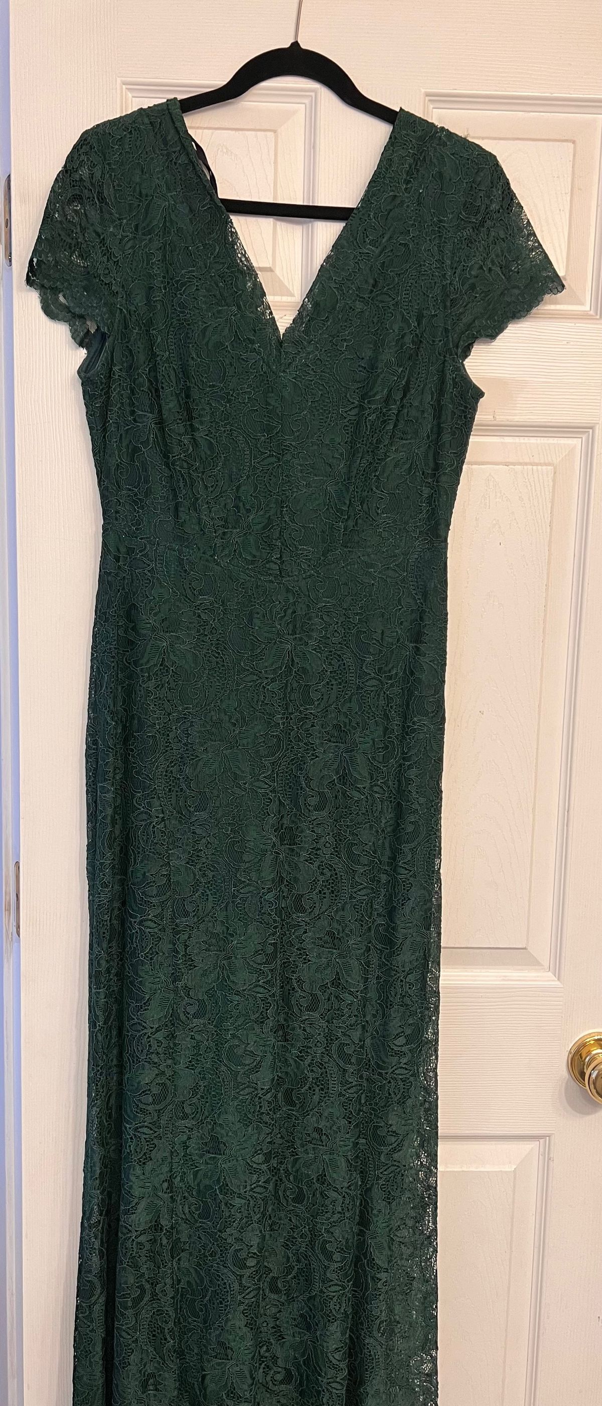 Asos Size L Prom Cap Sleeve Green A-line Dress on Queenly
