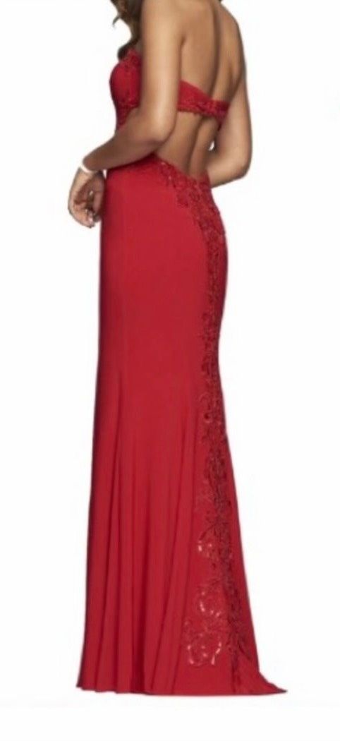 Faviana Size 4 Prom Strapless Red Floor Length Maxi on Queenly