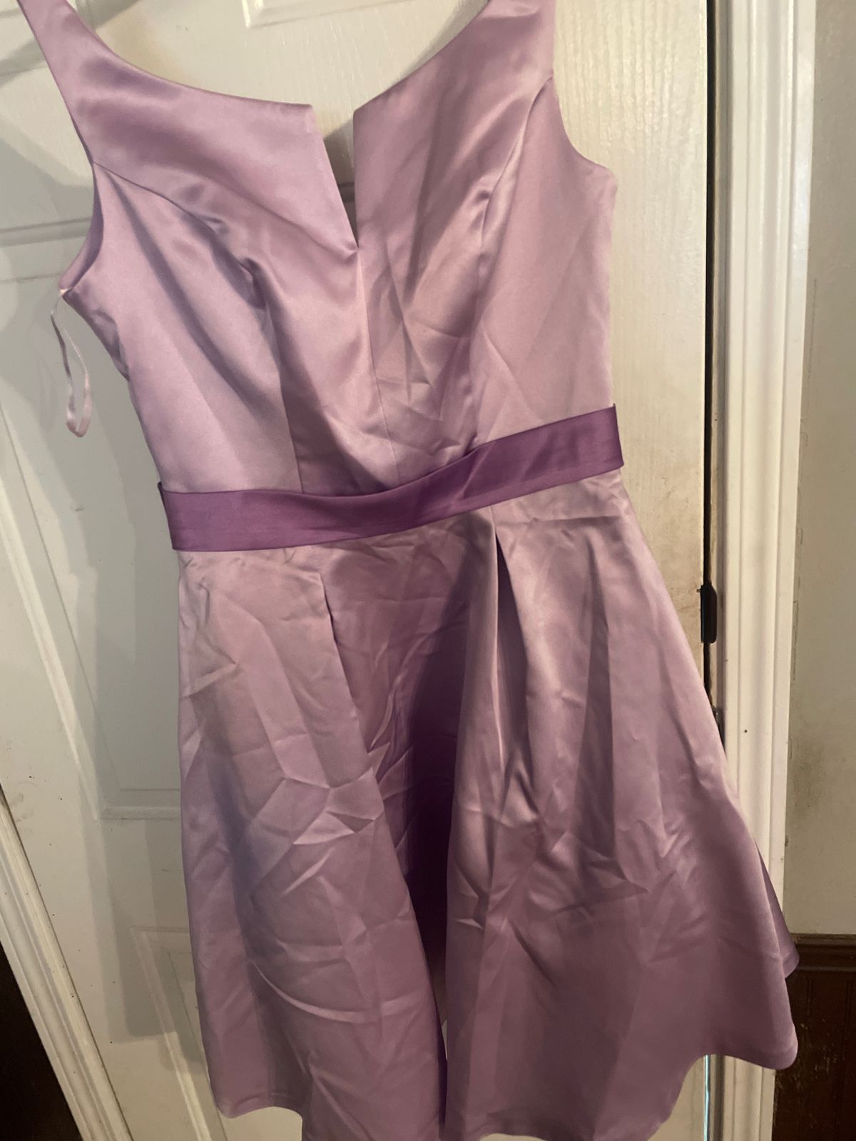 Impression Size 10 Plunge Purple A-line Dress on Queenly