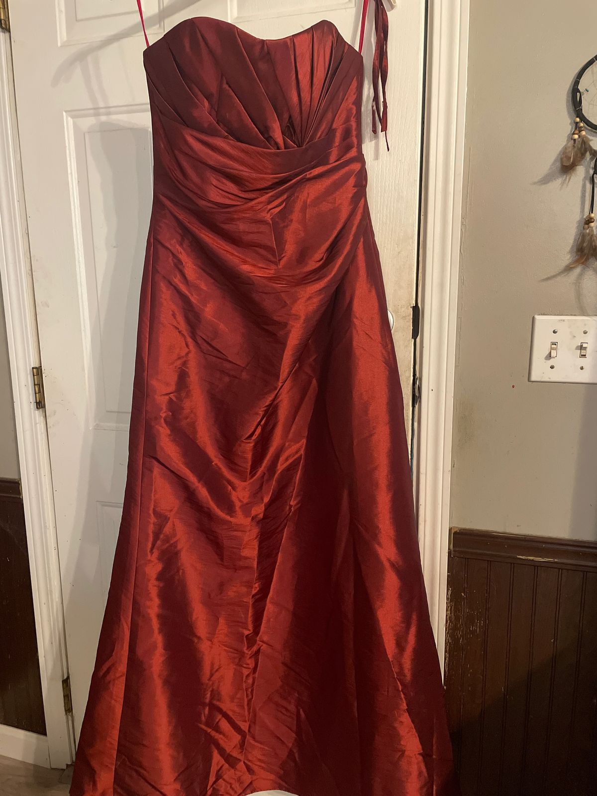 Impression Size 14 Strapless Red A-line Dress on Queenly