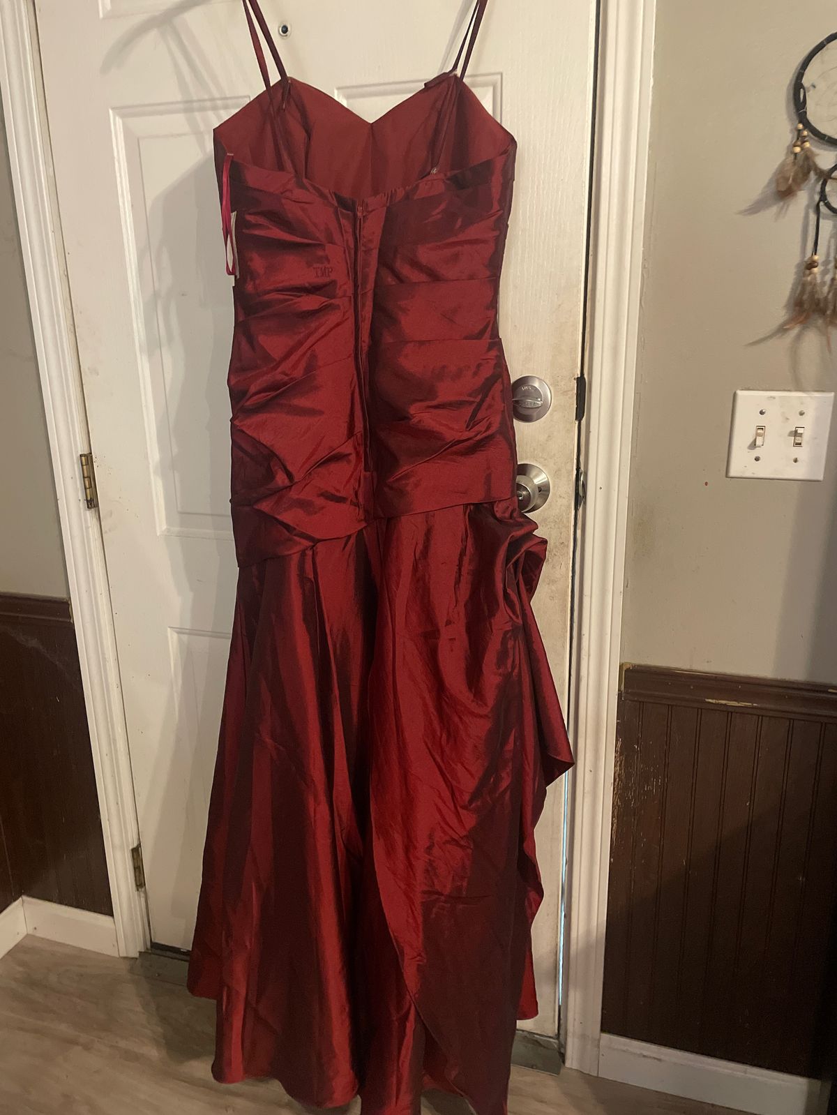 Impression Size 12 Strapless Red Floor Length Maxi on Queenly