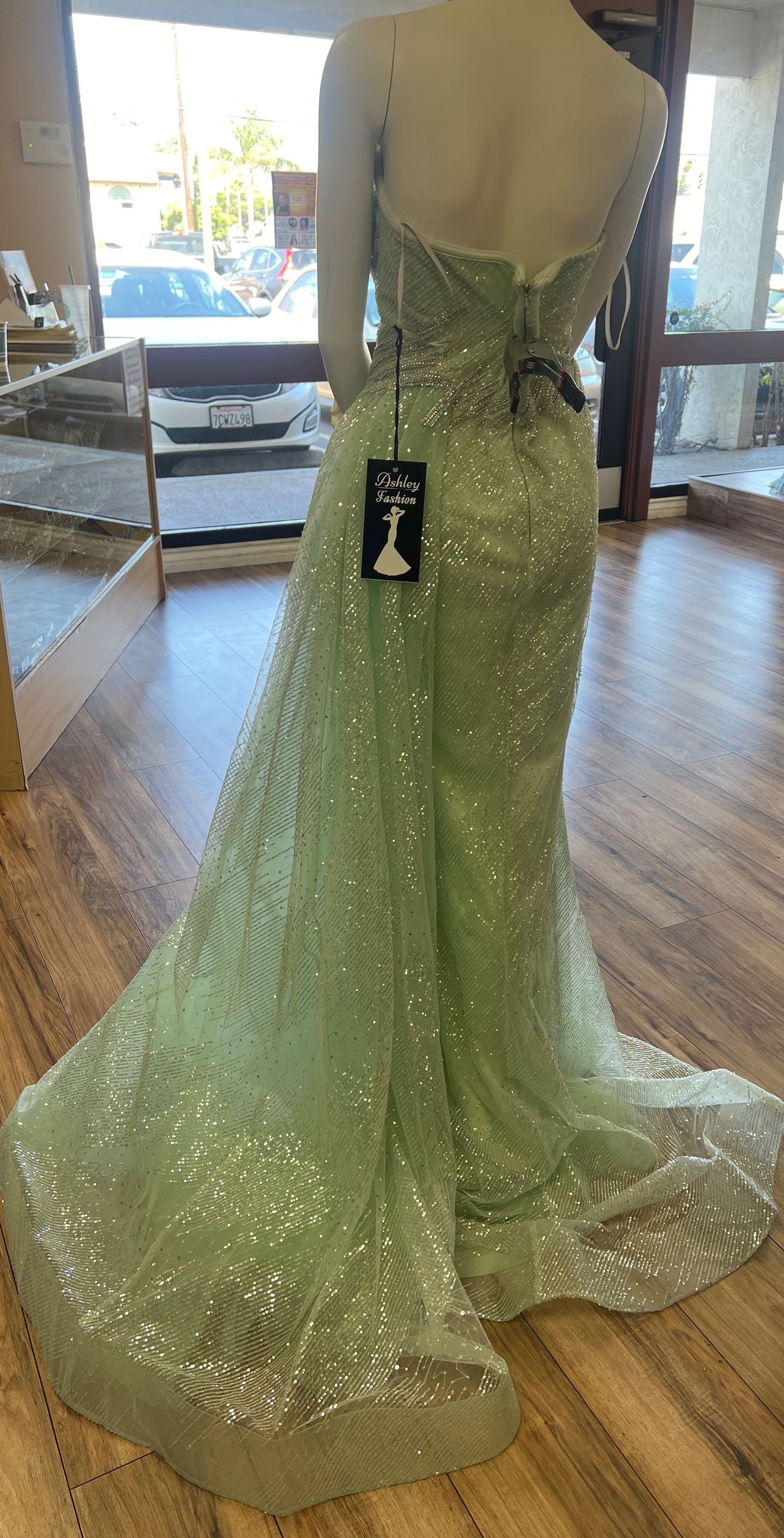 Ashley fashion Size 10 Prom Strapless Green Mermaid Dress on Queenly