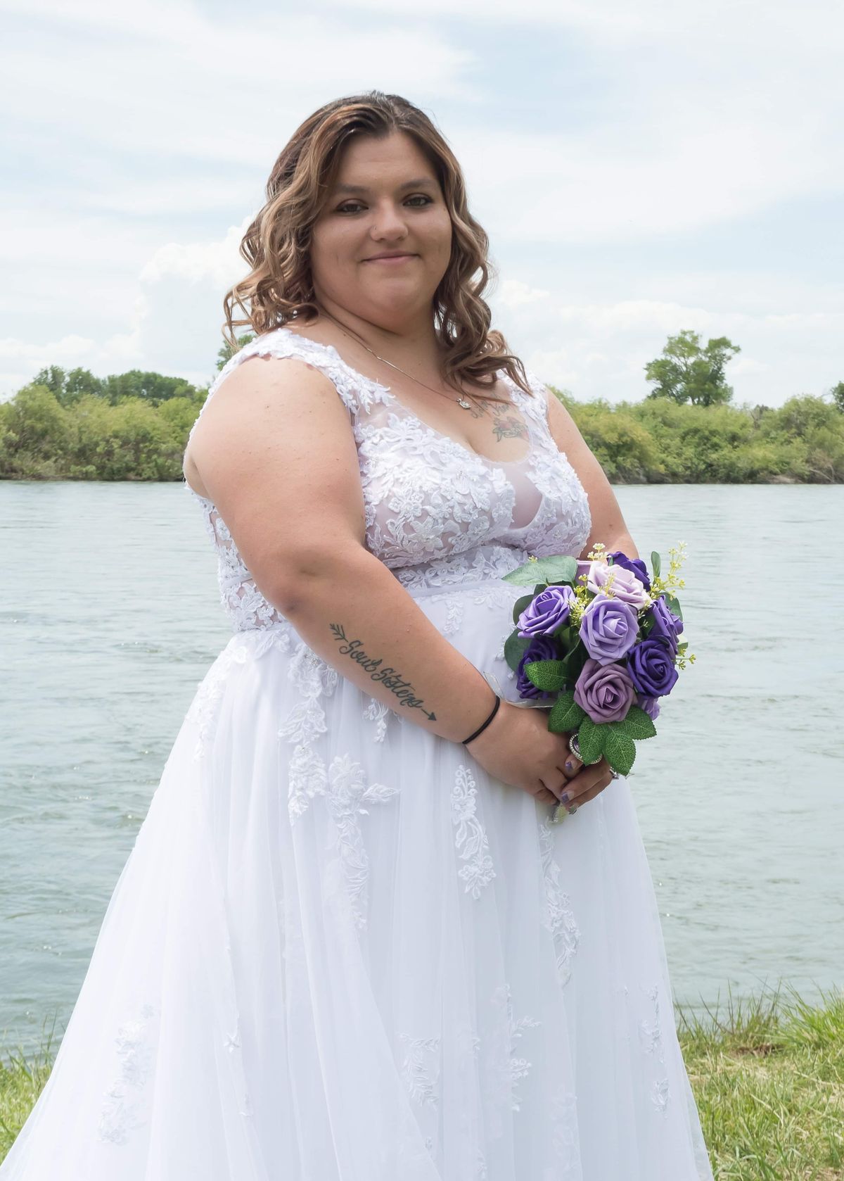 Plus Size 20 Wedding Plunge Lace White Dress With Train on Queenly