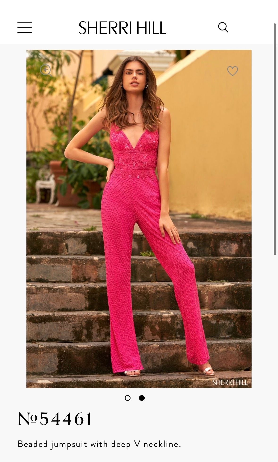 Style 54461 Sherri Hill Size 2 Prom Plunge Pink Formal Jumpsuit on Queenly