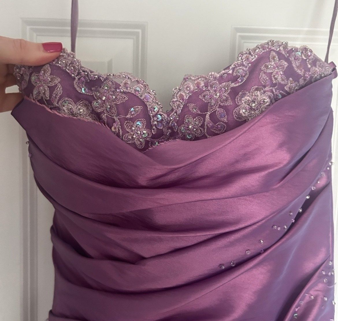 Size 0 Prom Strapless Purple Mermaid Dress on Queenly