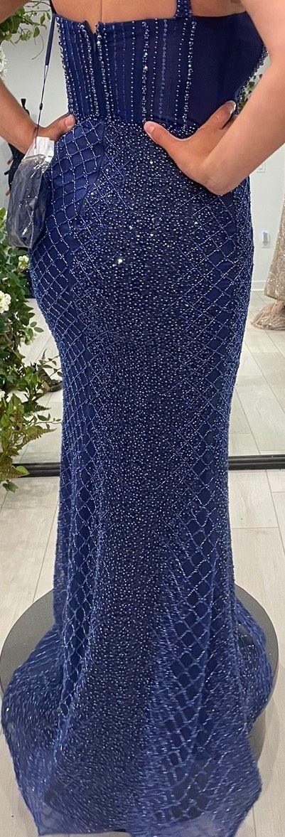 Size 12 Prom Royal Blue Mermaid Dress on Queenly