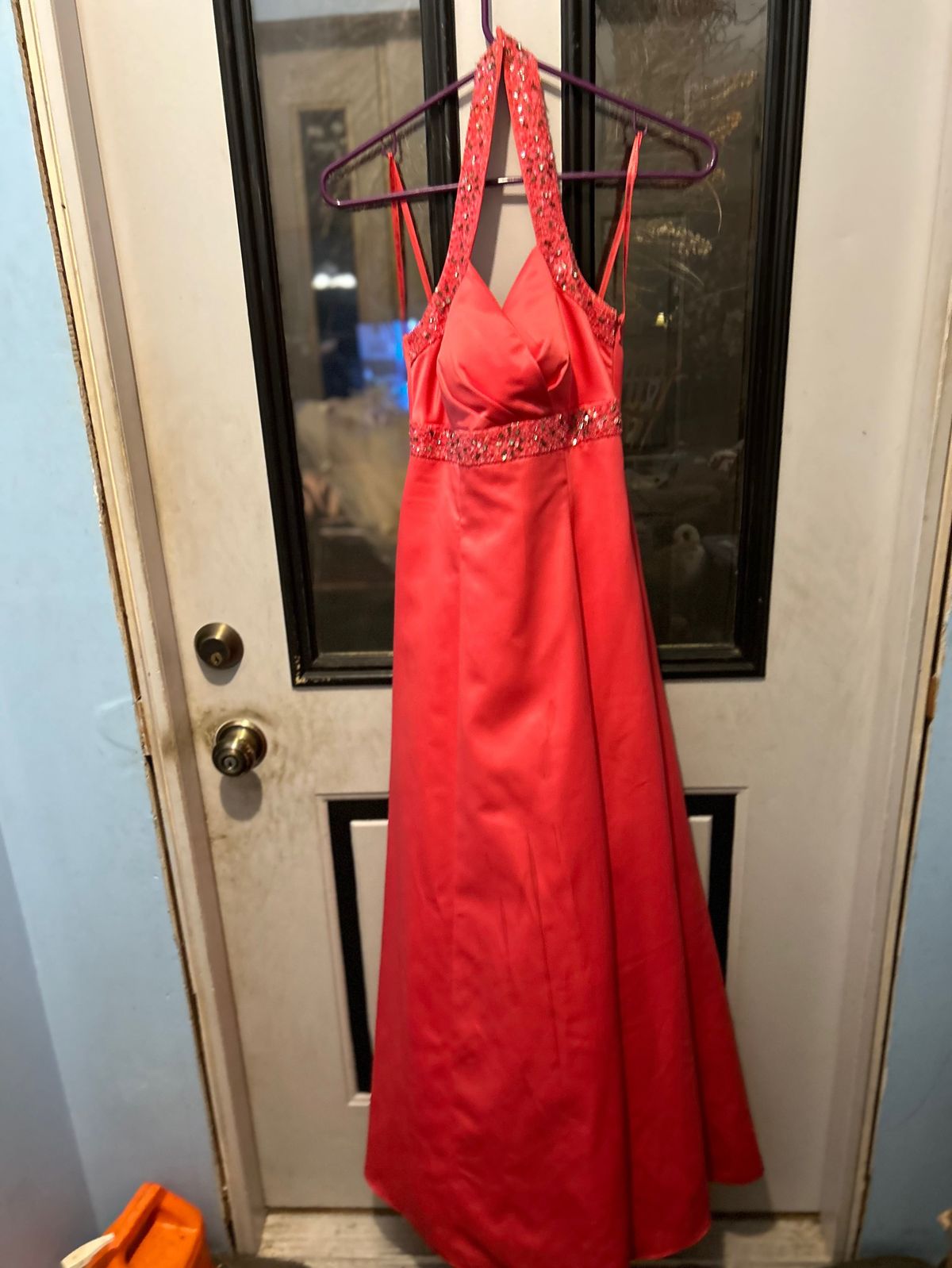 Size 4 Prom Halter Pink Ball Gown on Queenly