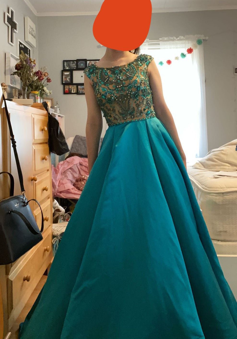Sherri Hill Size 00 Pageant High Neck Turquoise Blue Ball Gown on Queenly